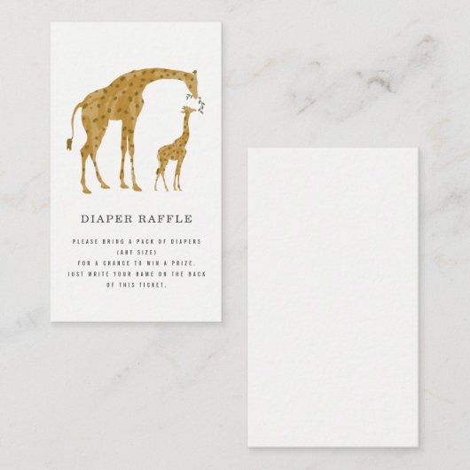 Giraffe moeder en Baby shower luier Raffle Informatiekaartje (Voorkant / Achterkant)