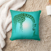 Giraffe Moeder en Cute Baby | blauwgroen Kussen (Deken)