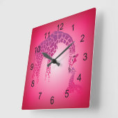 Giraffe Moeder en Cute Baby | fuchsia Vierkante Klok (Hoek)