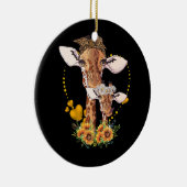 Giraffe Moeder En Kind Zonnebloem Wildlife Safari Keramisch Ornament (Rechts)
