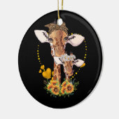 Giraffe Moeder En Kind Zonnebloem Wildlife Safari Keramisch Ornament (Links)