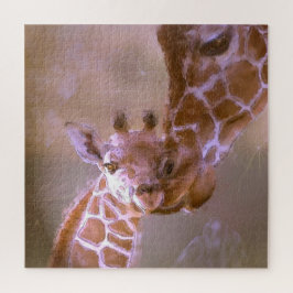 Giraffe moeder houdt van pastel hedendaagse dieren legpuzzel