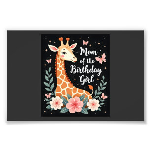 Giraffe Moeder van de Jarige Meisje Matching Famil Foto Afdruk