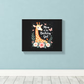 Giraffe-moeder van het jarige meisje bijpassende g canvas afdruk (Insitu (Houten vloer))