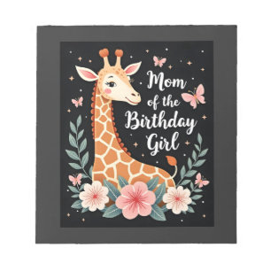 Giraffe-moeder van het jarige meisje bijpassende g notitieblok
