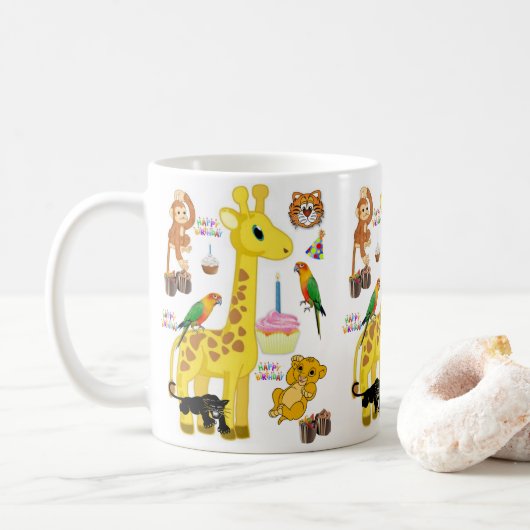 Giraffe Mok Happy Birthday Mok (Met donut)