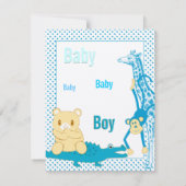 Giraffe Monkey Alligator Baby Teddy Jongensdouche Kaart (Achterkant)
