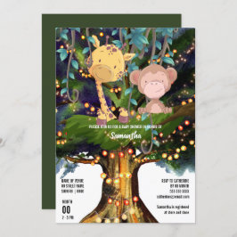 Giraffe Monkey Tropical oerwoud Tree String Lights Kaart