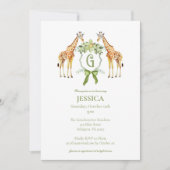 Giraffe Monogram Baby shower Uitnodiging (Voorkant)