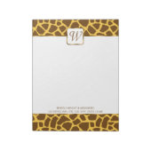 Giraffe Monogram Gepersonaliseerd Notitieblok (Linkerzijde)