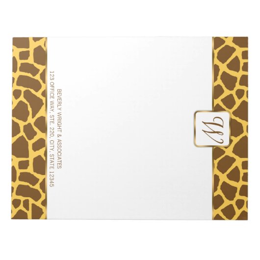 Giraffe Monogram Gepersonaliseerd Notitieblok (Voorkant)