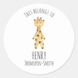 Giraffe-monogram. leuk modern  ronde sticker