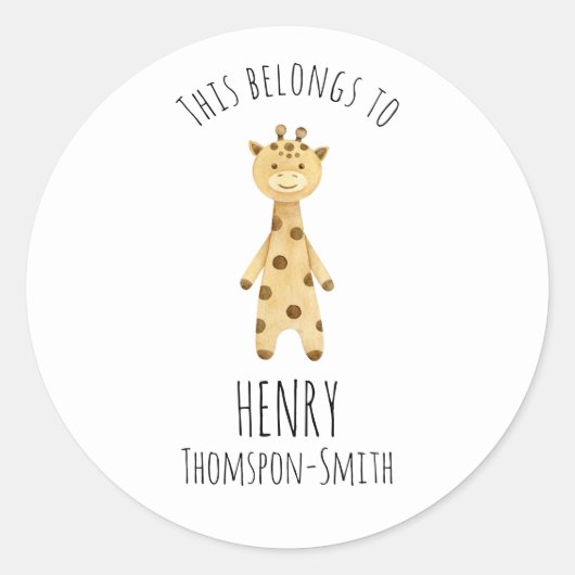 Giraffe-monogram. leuk modern  ronde sticker (Voorkant)
