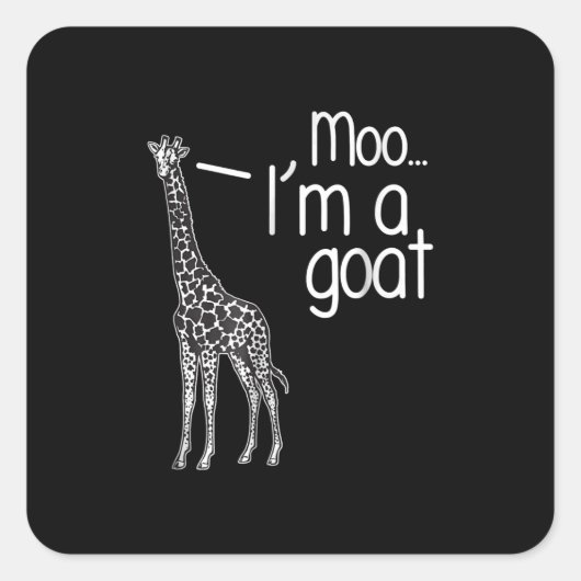 Giraffe Moo Ik ben een geit Vierkante Sticker (Voorkant)