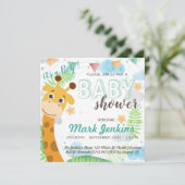 Giraffe mooie heldere Baby Boy Shower Kaart (Staand voorkant)