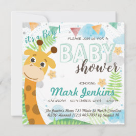 Giraffe mooie heldere Baby Boy Shower Kaart