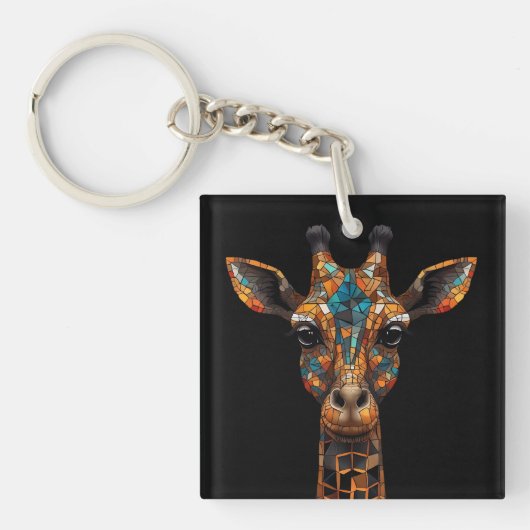 Giraffe Mozaïek Portret Acryl Sleutelhanger (voorkant)