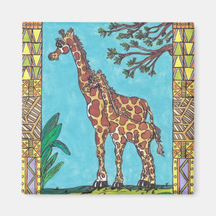 Giraffe Mum en Baby magnet