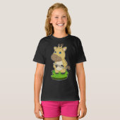 Giraffe muzikant fluit muziek t-shirt (Voorkant volledig)