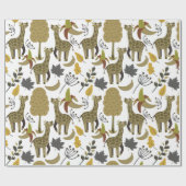 Giraffe naadloos gele patroon cadeaupapier (Vlak)