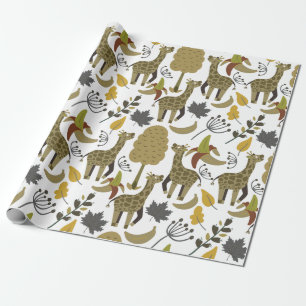 Giraffe naadloos gele patroon cadeaupapier