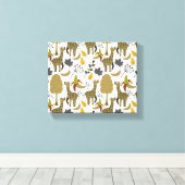 Giraffe naadloos gele patroon canvas afdruk (Insitu (Houten vloer))