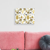 Giraffe naadloos gele patroon canvas afdruk (Insitu (Woonkamer))