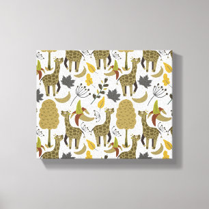 Giraffe naadloos gele patroon canvas afdruk