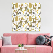 Giraffe naadloos gele patroon canvas afdruk (Insitu (Woonkamer))