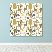 Giraffe naadloos gele patroon canvas afdruk (Insitu (Houten vloer))