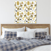 Giraffe naadloos gele patroon canvas afdruk (Insitu (Slaapkamer))