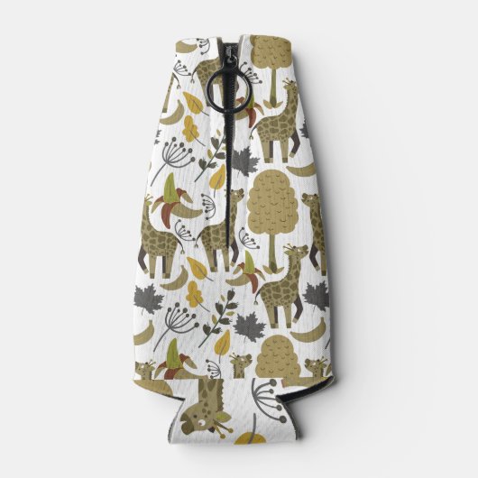 Giraffe naadloos gele patroon flesjeskoeler (Achterkant)