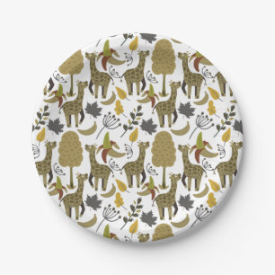 Giraffe naadloos gele patroon papieren bordje