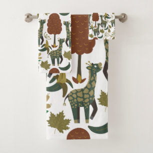 Giraffe naadloos patroon kleurig bloempatroon bad handdoek