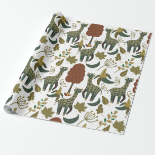 Giraffe naadloos patroon kleurig bloempatroon cadeaupapier