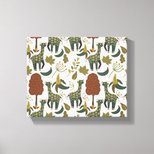 Giraffe naadloos patroon   kleurig bloempatroon canvas afdruk