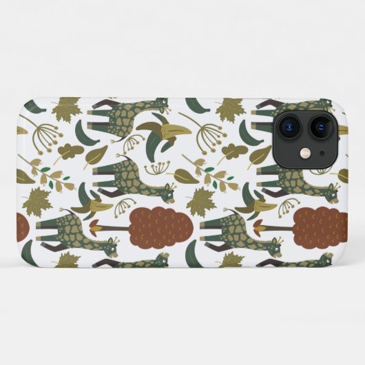 Giraffe naadloos patroon | kleurig bloempatroon Case-Mate iPhone case (Achterkant (horizontaal))
