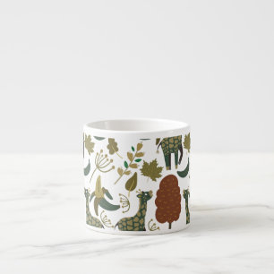 Giraffe naadloos patroon   kleurig bloempatroon espresso kop