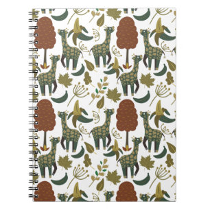 Giraffe naadloos patroon   kleurig bloempatroon notitieboek