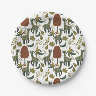 Giraffe naadloos patroon kleurig bloempatroon papieren bordje