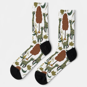 Giraffe naadloos patroon kleurig bloempatroon sokken