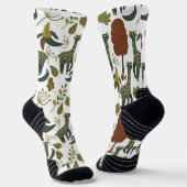 Giraffe naadloos patroon | kleurig bloempatroon sokken (Gebogen)