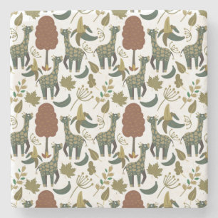 Giraffe naadloos patroon kleurig bloempatroon stenen onderzetter