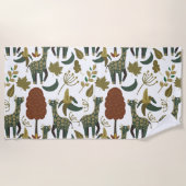 Giraffe naadloos patroon | kleurig bloempatroon strandlaken (Voorkant)