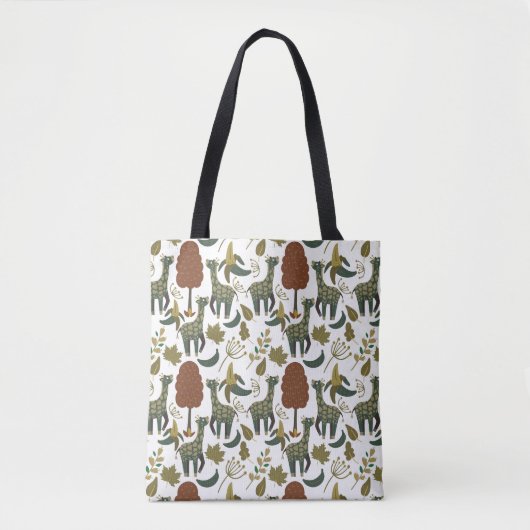 Giraffe naadloos patroon | kleurig bloempatroon tote bag (Voorkant)
