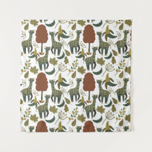 Giraffe naadloos patroon kleurig bloempatroon wandkleed