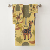 Giraffe naadloze gele ondergrond patroon bad handdoek (Insitu)