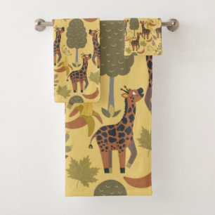 Giraffe naadloze gele ondergrond patroon bad handdoek