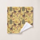 Giraffe naadloze gele ondergrond patroon bad handdoek (Wasdoekje)