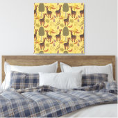Giraffe naadloze gele ondergrond patroon canvas afdruk (Insitu (Slaapkamer))